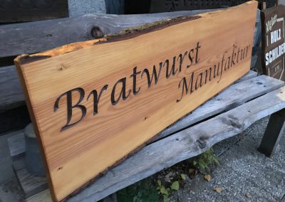 Bratwurst Manufaktur Holzschild Firmenschild