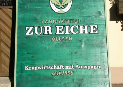 Landgasthof Eiche Gastro Restaurant Werbeschild Holzschild kontur farbig logo
